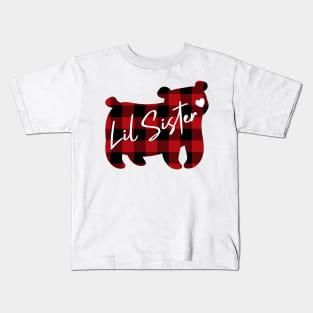 Lil sister. Bear Family. Buffalo Plaid Kids T-Shirt